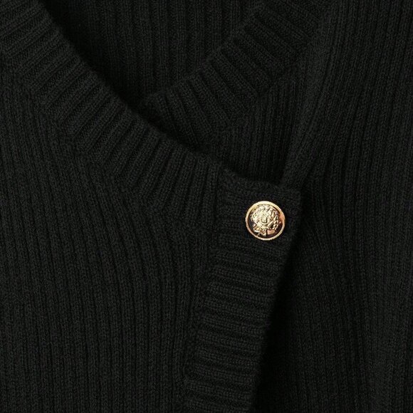 Black Casual Women's V-Neck knit sweater Cardigan - Picture 4 of 6